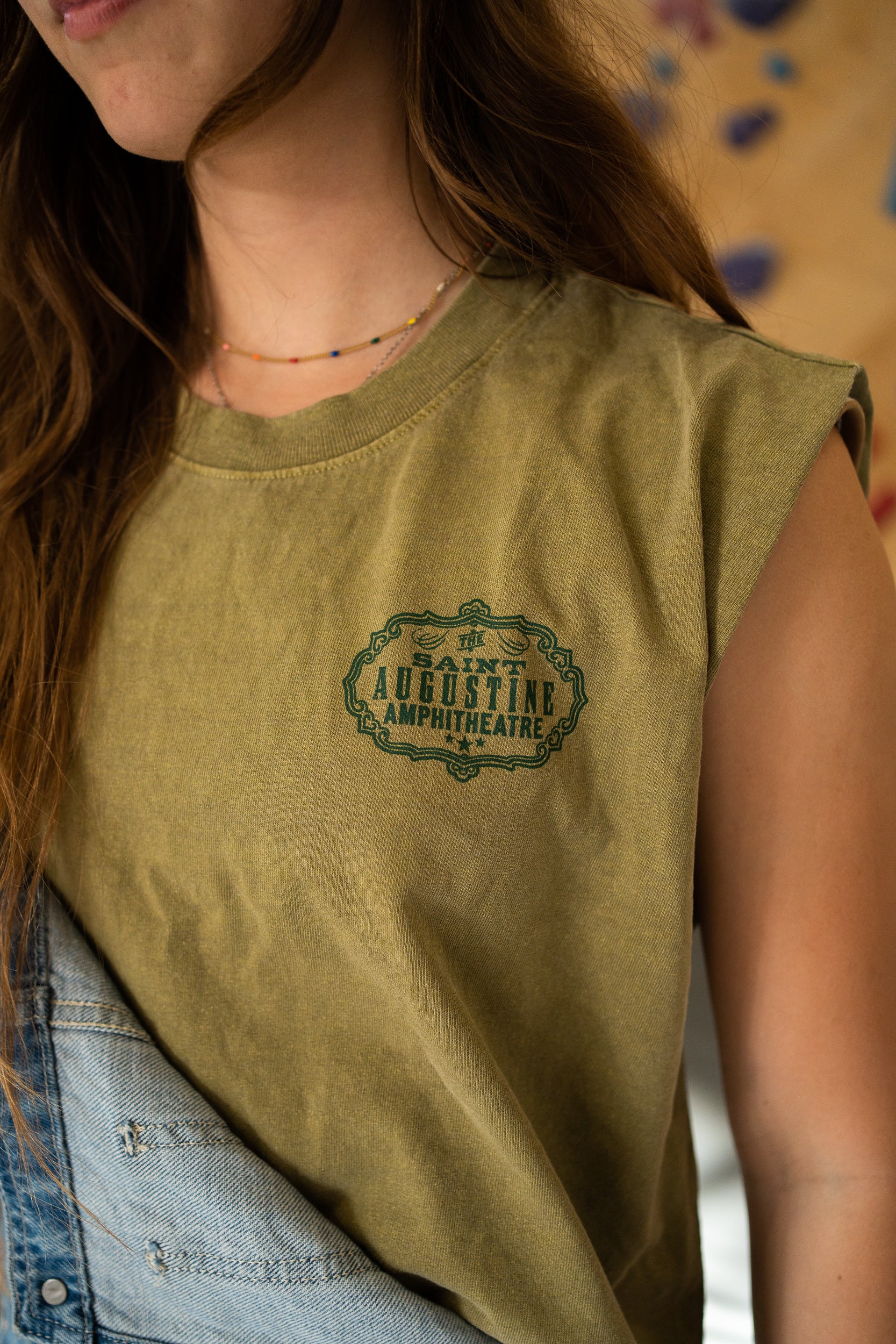 Cropped Muscle Tank - Faded Army