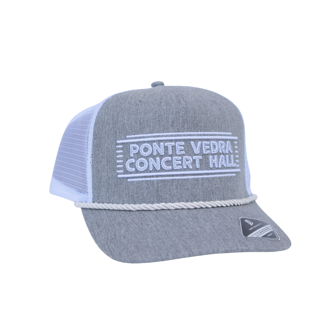 Twill Trucker Hat (Light Grey & White)