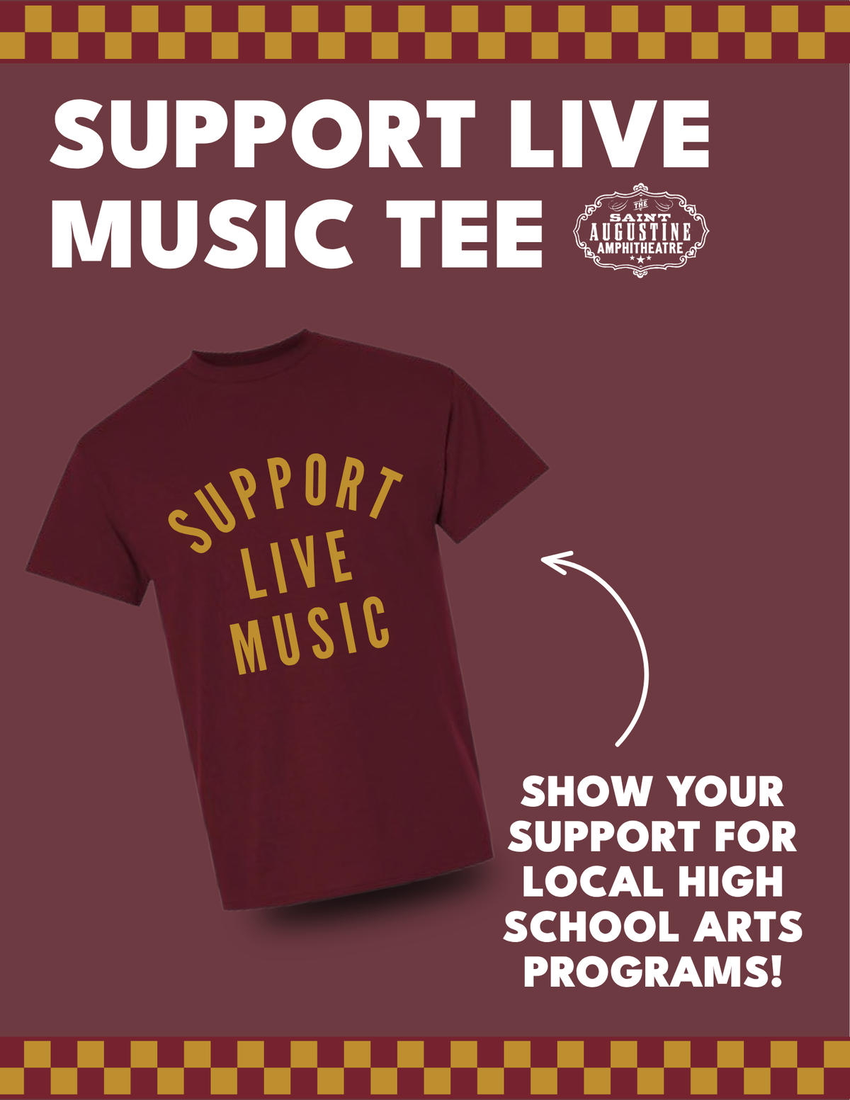 Support Live Music Tee - St. Augustine Yellow Jackets