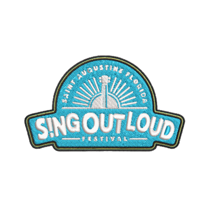 Sing Out Loud Iron-On Patch - Sky Blue/White