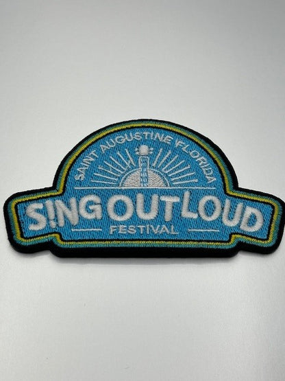 Sing Out Loud Iron-On Patch - Sky Blue/White